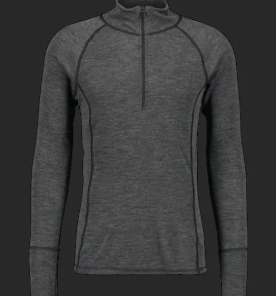 Tröjor & T-Shirts>Everest Outdoor M Wool Uw Half Zip GREY MELANGE