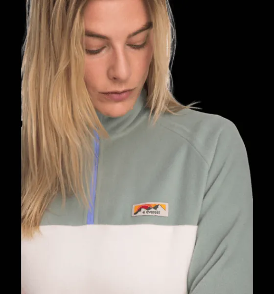 Tröjor & T-Shirts|Tröjor>Everest Outdoor W Quarter Zip WHITE/GREEN