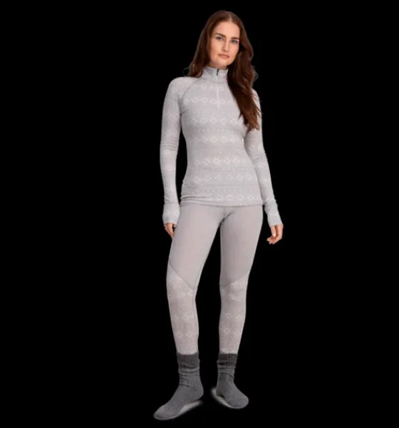 Tröjor & T-Shirts>Everest Outdoor W Wool Uw Half Zip LT GREY PATTERN