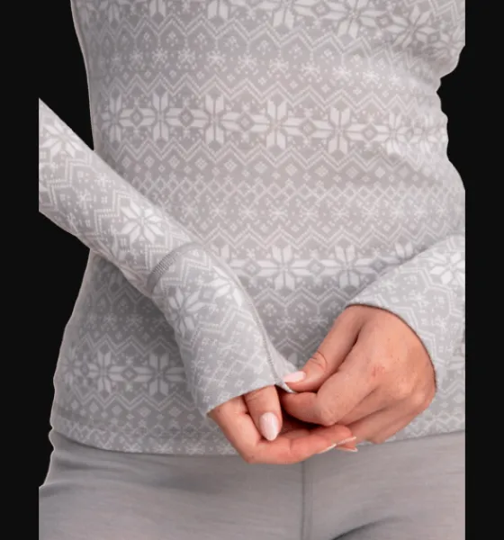 Tröjor & T-Shirts>Everest Outdoor W Wool Uw Half Zip LT GREY PATTERN