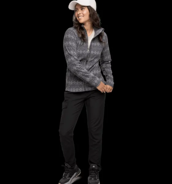 Tröjor & T-Shirts|Tröjor>Everest Outdoor W Zip Fleece Jacket DK GREY PRINT